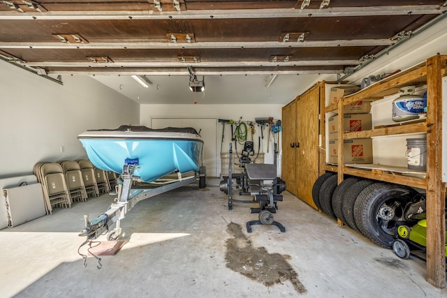 garage with a garage door opener