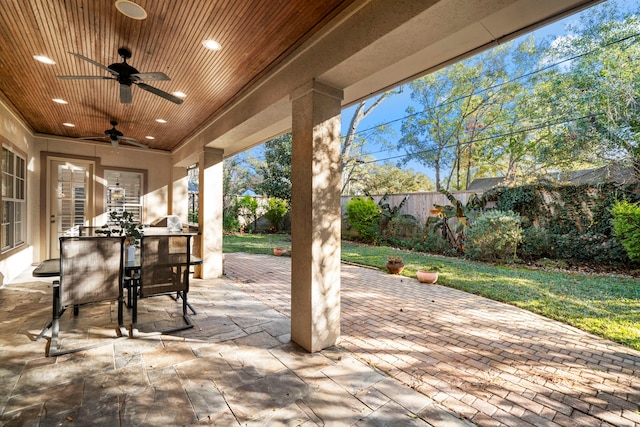 view of patio / terrace featuring ceiling fan