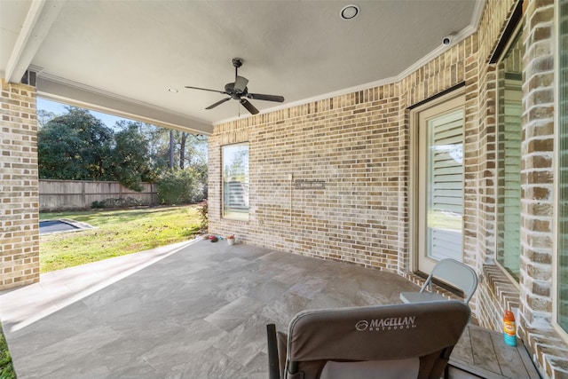 view of patio / terrace with ceiling fan