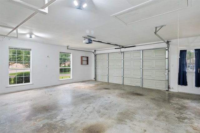 garage with a garage door opener