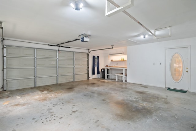 garage with a garage door opener