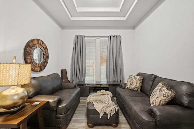 living room with light hardwood / wood-style flooring