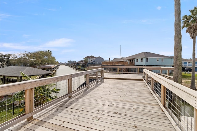 deck featuring a water view