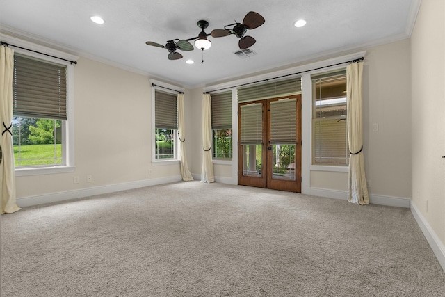 235 Fm 3313, Crockett, TX 75835 - carpeted spare room with ornamental molding, recessed lighting, and a ceiling fan