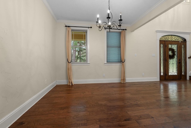 235 Fm 3313, Crockett, TX 75835 - unfurnished dining area with a chandelier, crown molding, and wood finished floors