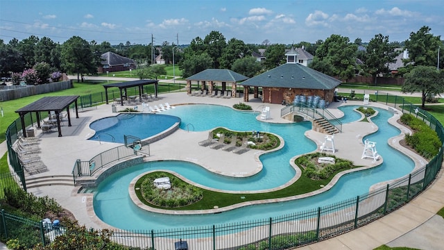 view of pool with a gazebo and a patio area