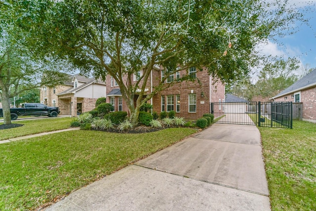 view of front of home featuring a front lawn