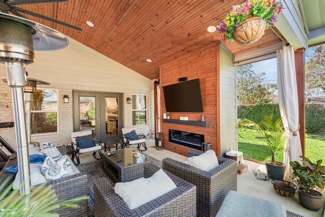 view of patio featuring french doors and an outdoor hangout area