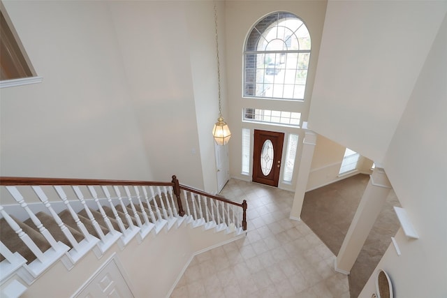 foyer with a high ceiling