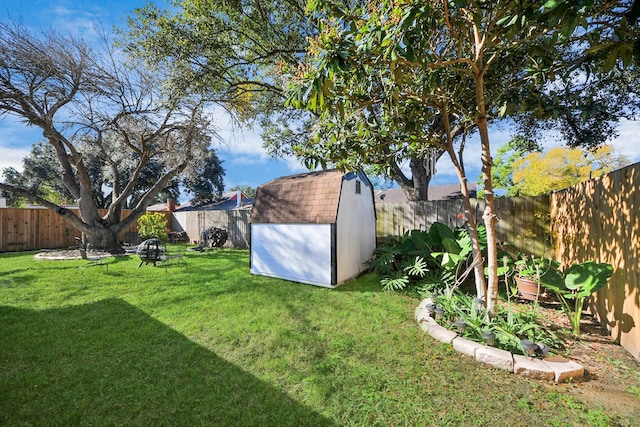 view of yard featuring a shed