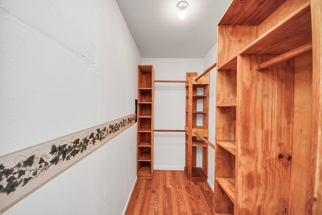 spacious closet with light hardwood / wood-style floors