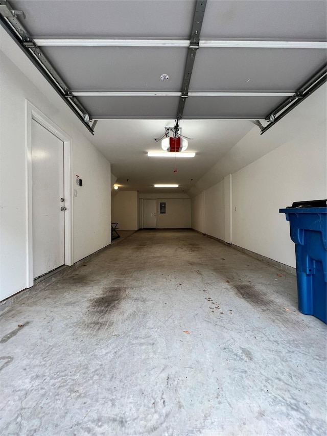 garage with a garage door opener