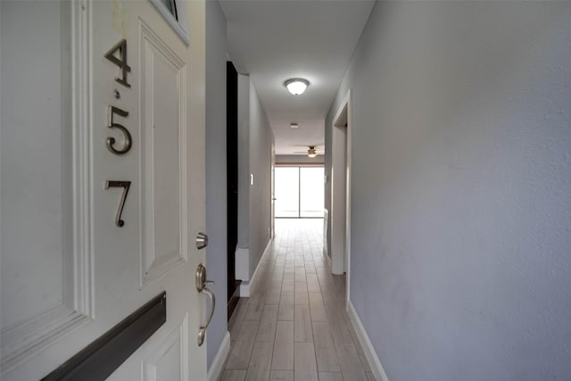 corridor featuring light hardwood / wood-style flooring