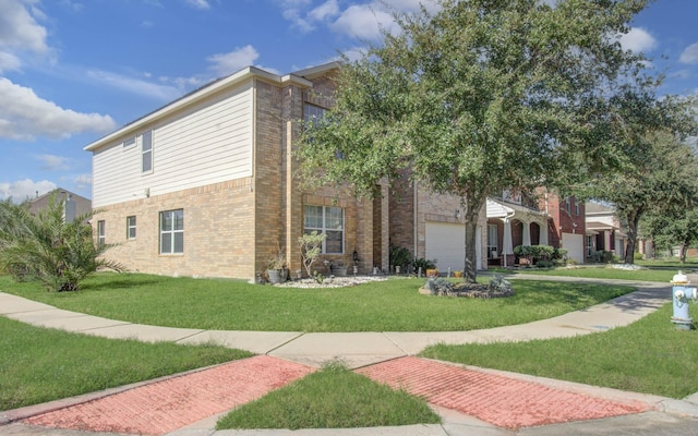 view of home's exterior with a yard and a garage