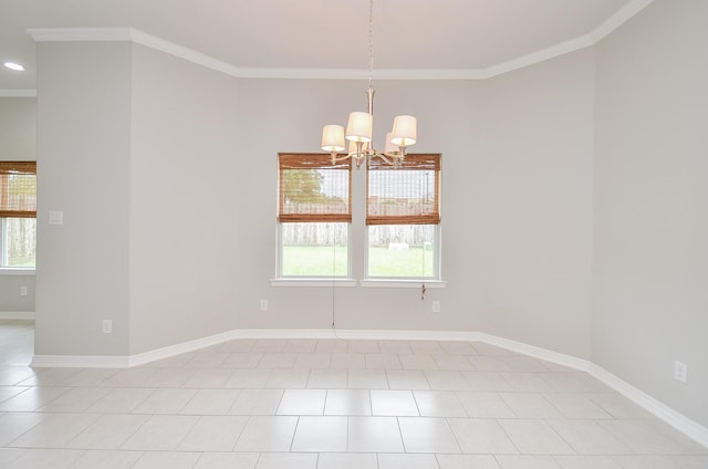 empty room featuring plenty of natural light and ornamental molding