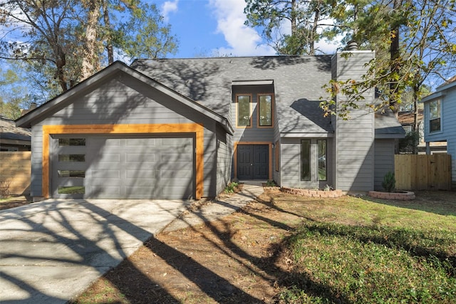 contemporary home with a garage