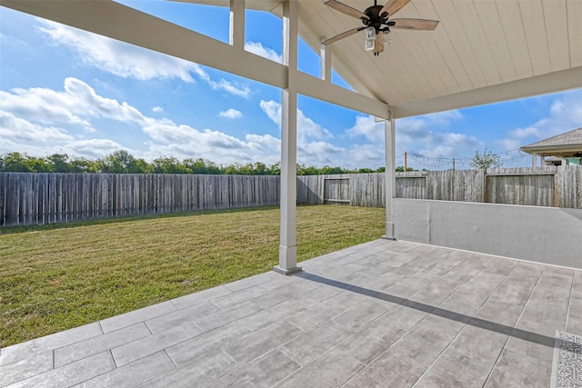 view of patio with ceiling fan