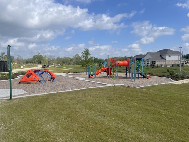 view of play area with a lawn