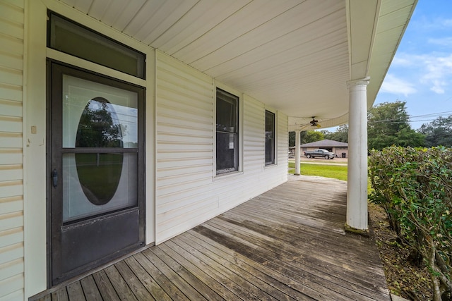 wooden deck featuring a porch