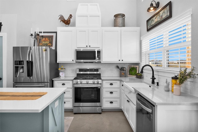 kitchen with white cabinets, sink, and appliances with stainless steel finishes