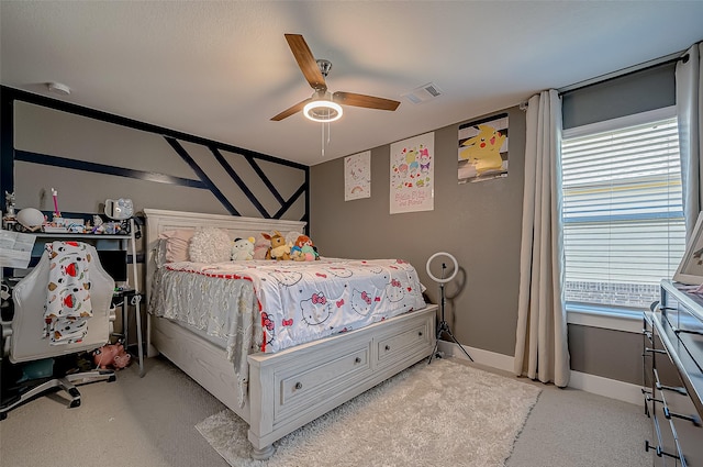 bedroom featuring ceiling fan