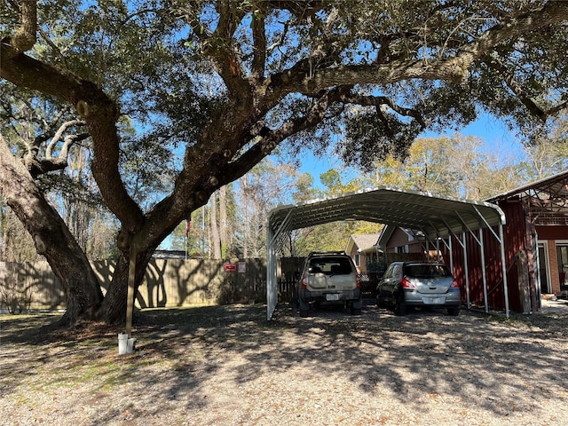 view of parking with a carport