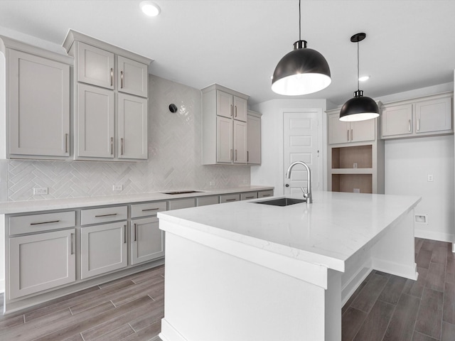 3248 Stingray Cove Dr, Katy, TX 77493 - kitchen featuring a sink, gray cabinets, and wood finished floors