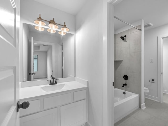 3248 Stingray Cove Dr, Katy, TX 77493 - full bath featuring toilet, visible vents, shower / tub combination, tile patterned floors, and vanity