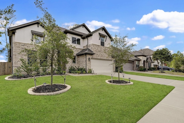 view of front of house featuring a front yard and a garage