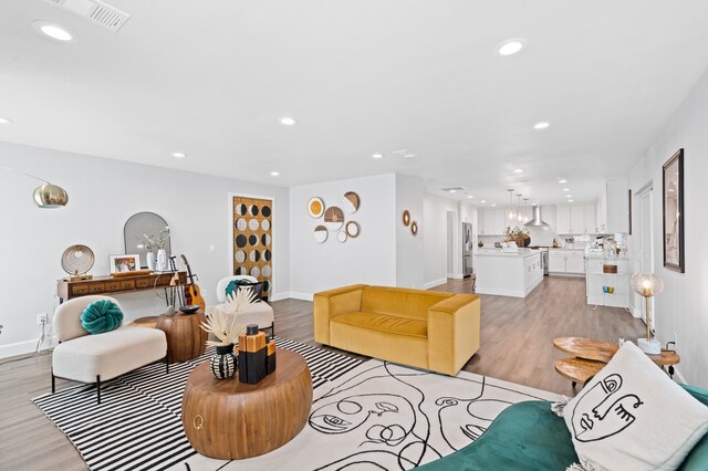 living room featuring light hardwood / wood-style floors