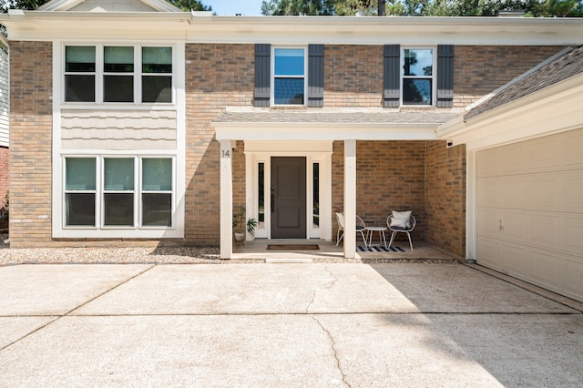 exterior space featuring a garage