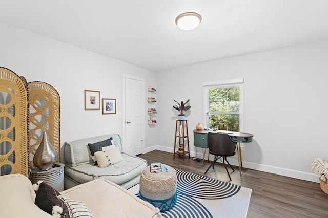 interior space with dark hardwood / wood-style flooring