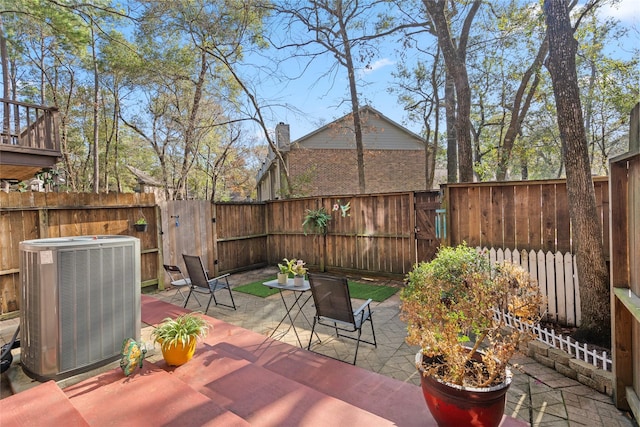 view of patio / terrace featuring central AC unit