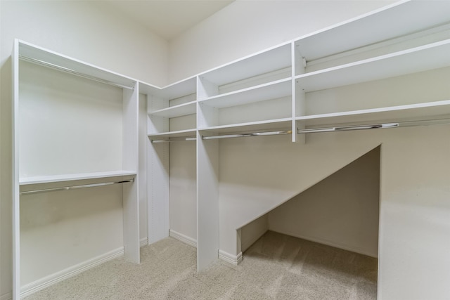 walk in closet with carpet floors