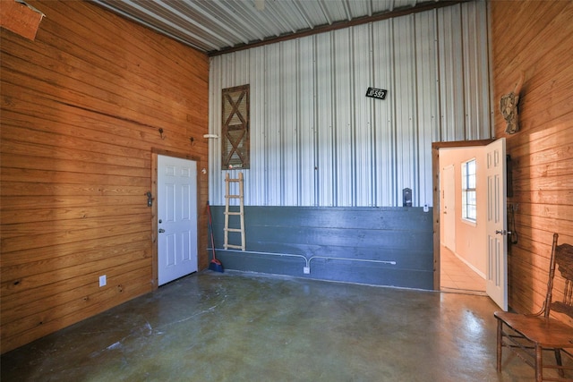 garage with wooden walls