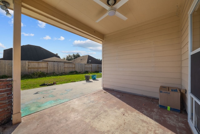 view of patio / terrace with ceiling fan