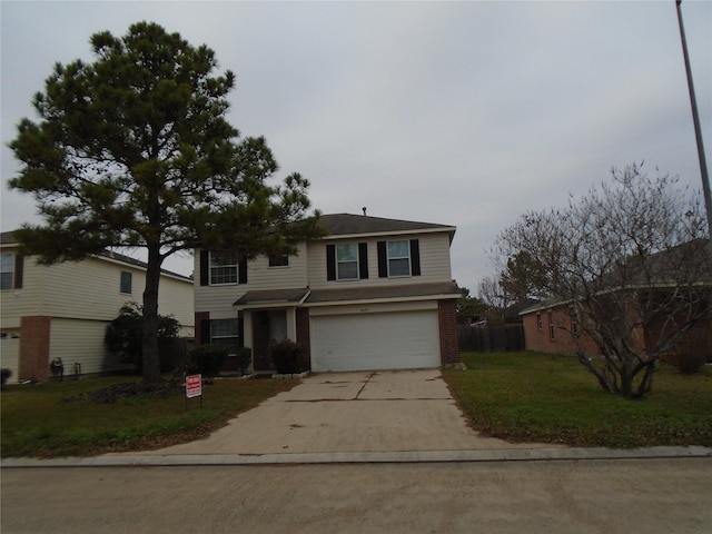 view of front property with a garage