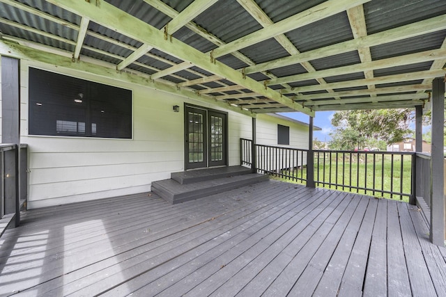 deck featuring french doors