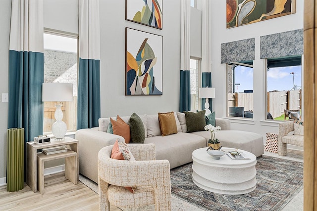 living room featuring light hardwood / wood-style floors