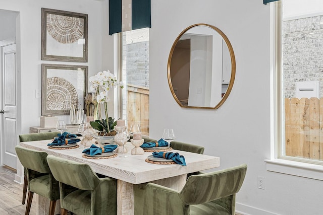 dining room featuring a wealth of natural light and wood-type flooring