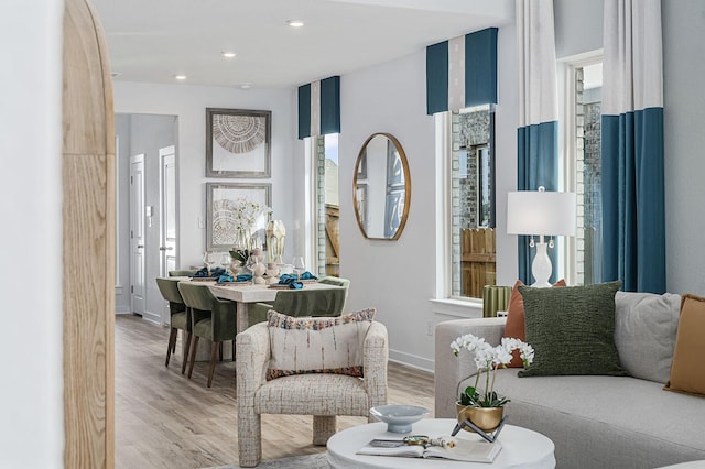 living room featuring light hardwood / wood-style floors