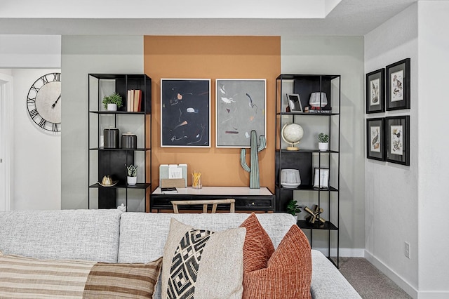 living room with carpet floors