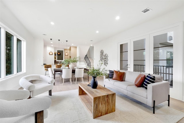 living room featuring light hardwood / wood-style flooring