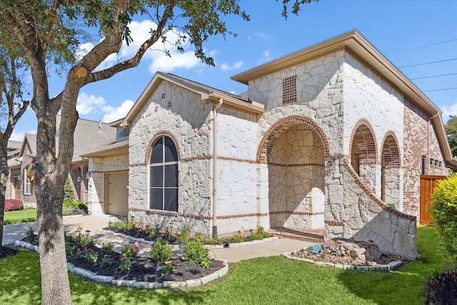 view of side of home featuring a garage