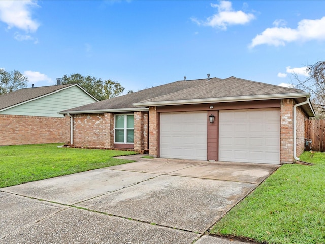 exterior space featuring a garage and a front lawn