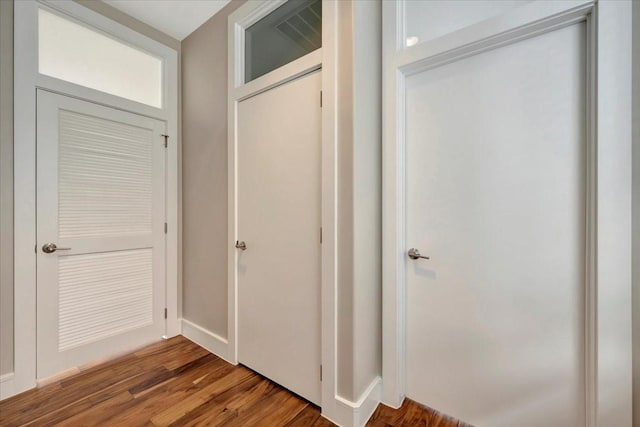 interior space with hardwood / wood-style floors