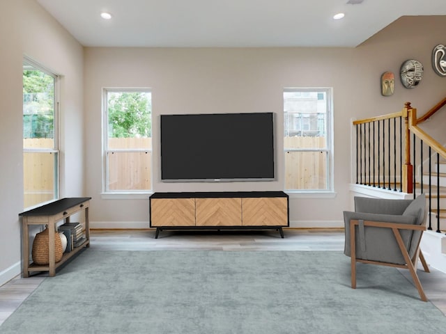 living room featuring light hardwood / wood-style flooring