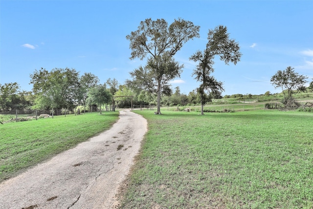 view of road with a rural view