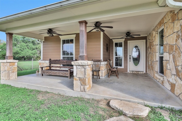 view of patio / terrace with ceiling fan