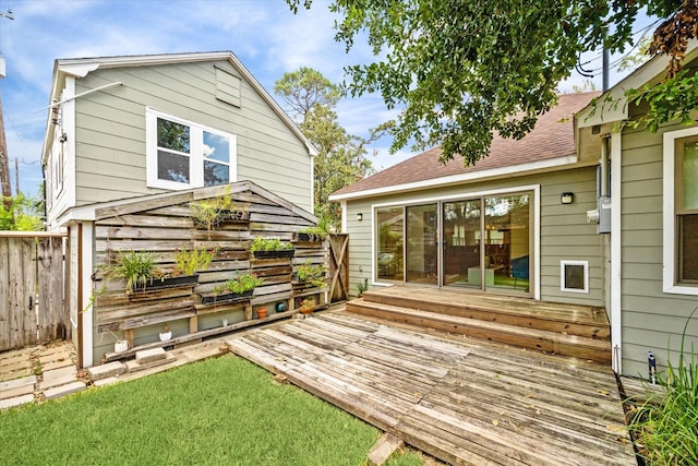 deck featuring a yard